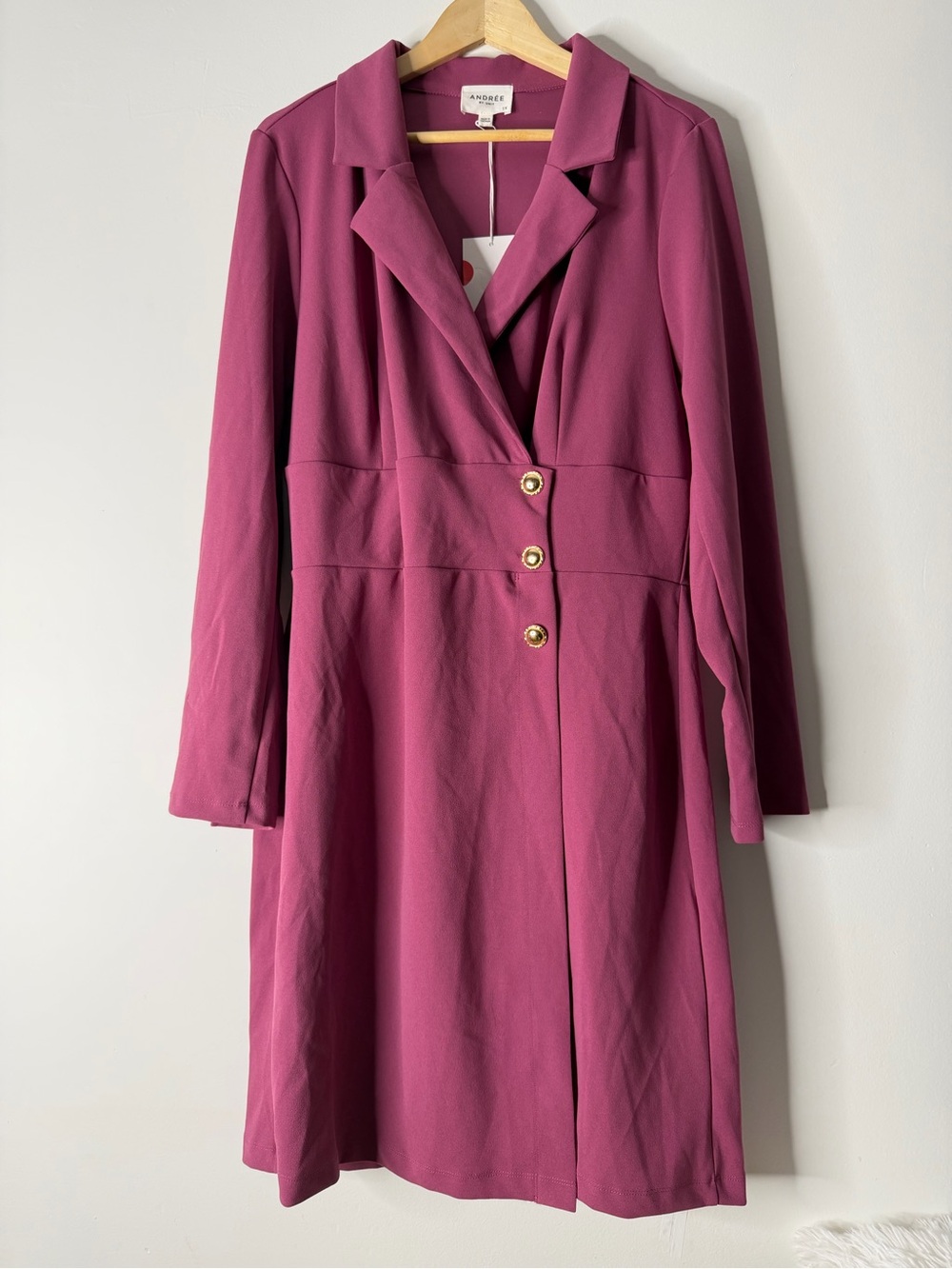 ANDREE BY UNIT Mauve-Pink Long Sleeve Button Front Dress